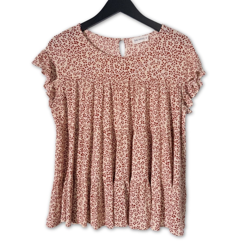 Theâ Nines Women's Small Boho Top Floral Cottagecore Blouse Tiered Shirt Ruffles